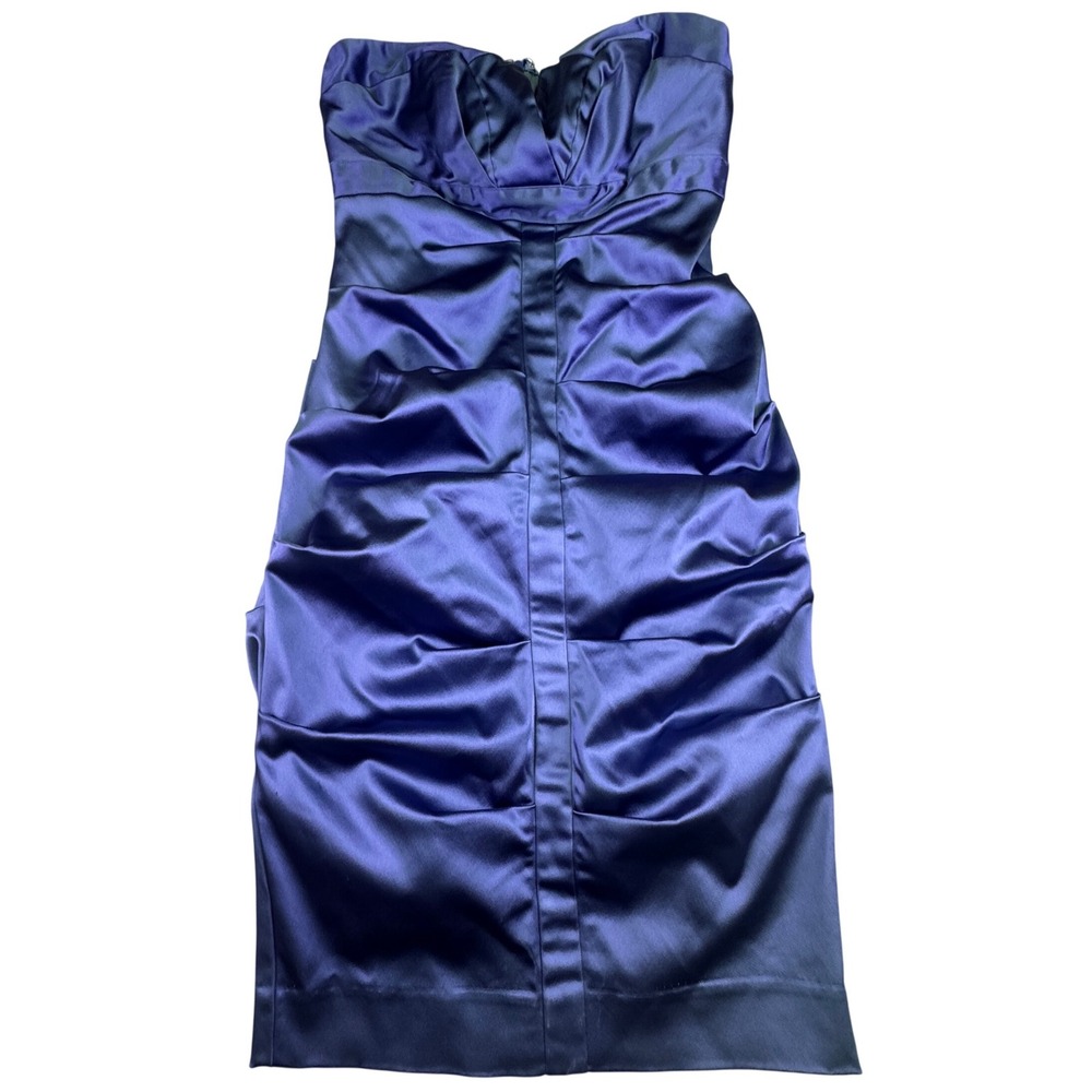 Nicole Miller Collection Purple Satin Strapless Ruched Cocktail Dress Size 4 USA